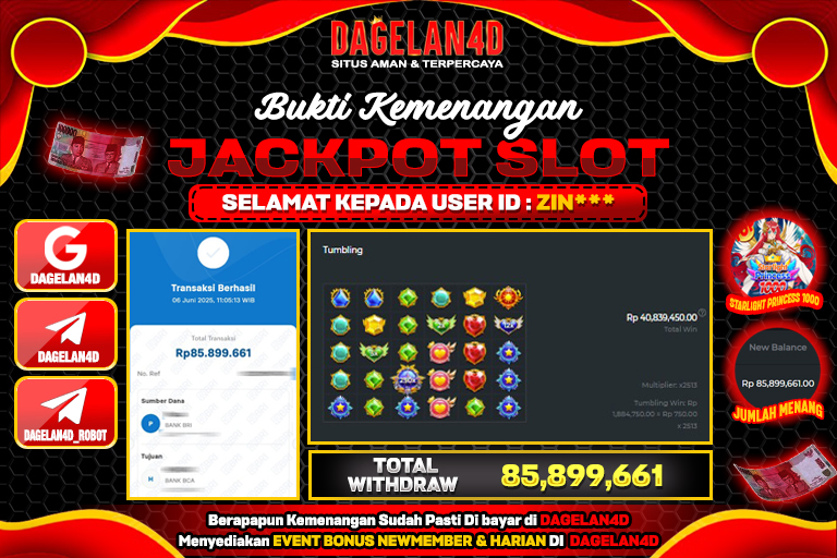 Bukti JP Slot Starlight Princess 1000 DAGELAN4D 06 JUNE 2025 Rp 85.899.661, – LUNAS